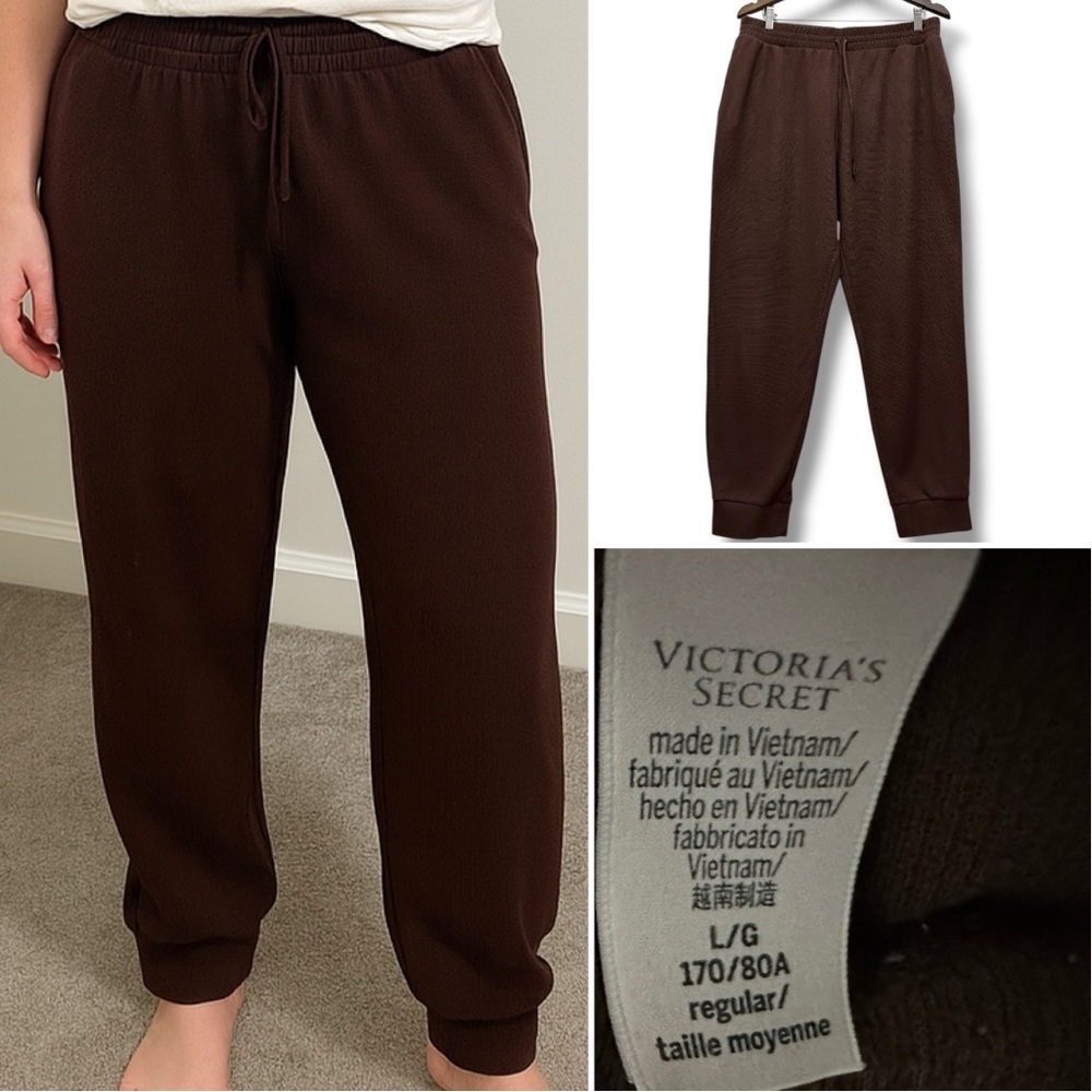 433 Victoria’s Secret | EUC Brown Textured Jogger Lounge Pants (Size L)